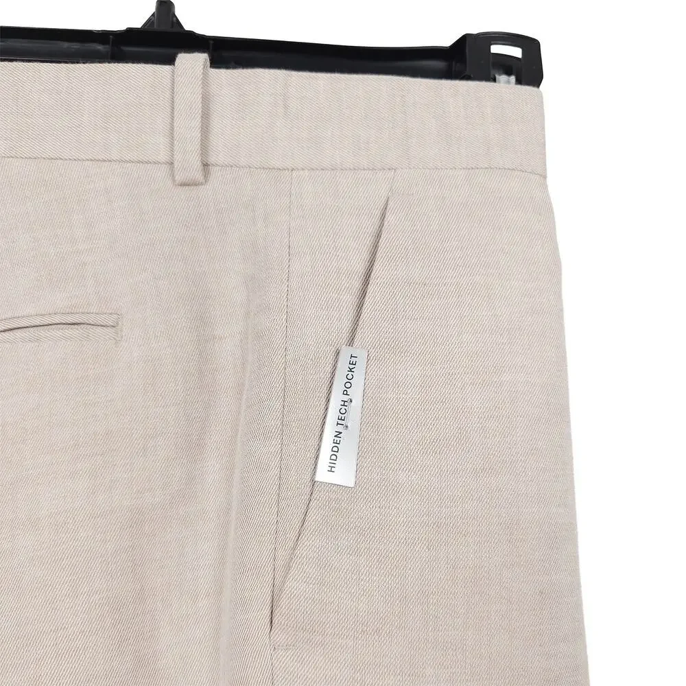 Perry Ellis Portfolio Mens Modern Fit Dress Pants 32x29 Light Tan Linen Cotton